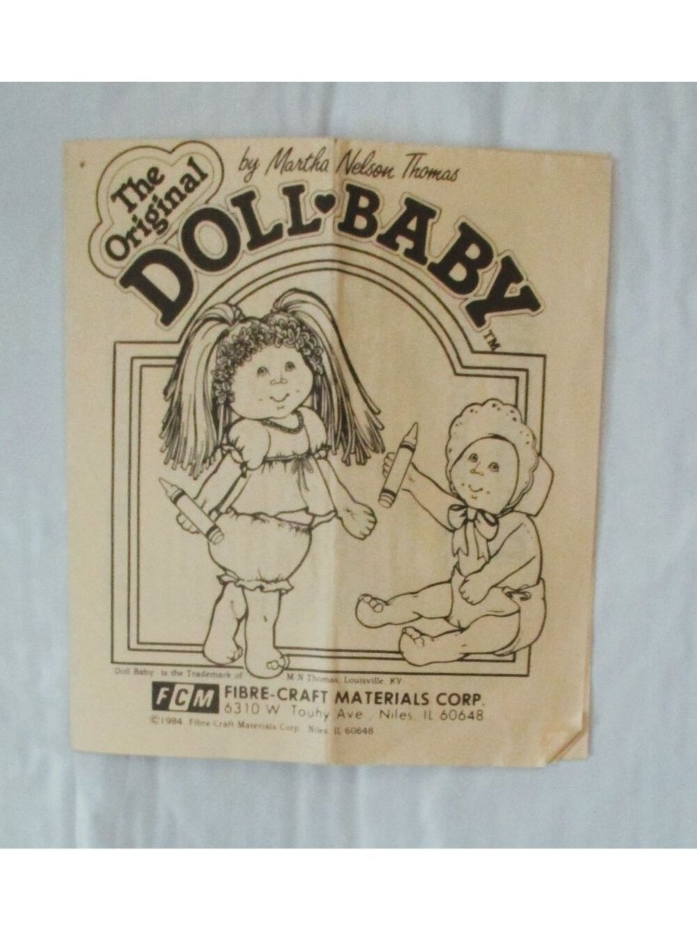 The Original Doll Baby Birth Certificate By M N Thomas 1984 Fibre-Craft Material
